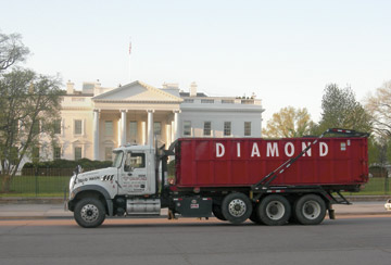 Dumpster at White House in Washington, DC